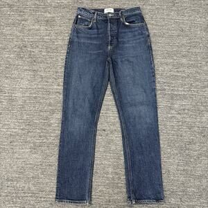 Agolde Riley Jeans Women 26 Long Tall Blue Denim Straight Dark Wash Stretch
